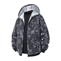Chaqueta con capucha para hombre con estampado paisley en blanco y negro y cremallera - S / Motivo Paisley Mickey