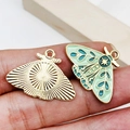 Detailed close-up of colorful enamel butterfly charms for DIY jewelry making - Green Butterfly 28x20mm