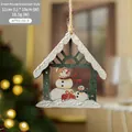 Decorazione natalizia in legno pupazzo di neve casa verde con corda rustica - Pupazzo di Neve Casa Verde
