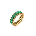 Classic 18K gold plated stainless steel ring with full-set green square zircons - US 6 / Green