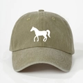 Gorra de béisbol clásica de algodón caqui lavado con silueta de caballo bordada - Talla única / Caqui