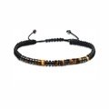 Adjustable Morse code bracelet with tiger eye beads and black hand-woven rope for men - Tiger Eye Stone Morse Code Bracelet