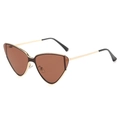 Occhiali da sole cat-eye da donna in metallo con lenti marroni e montatura dorata - Oro/Marrone