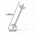 Silver G23 titanium butterfly nipple ring with clear zircon inlay and size dimensions - Three Zircons Leaf Shape (T2548-2#) / Silver