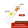 Portable cartoon monkey training chopsticks for kids with yellow silicone rings - Monkey Training Chopsticks (Opp Bag)