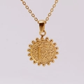18K gold plated stainless steel O-chain necklace with textured letter F round pendant - F (With Chain)