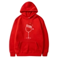 Red hooded sweatshirt for women with Christmas wine glass rhinestone pattern - S / Tops / Red - Rhinestone Christmas Wine Glass Pattern (57)