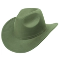 Detail of dark green wide brim fedora hat with classic indented crown and fine stitching - M (56-58cm) / Army Green