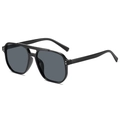 Lunettes de soleil aviateur noires classiques avec monture à double pont - Monture Noire Verres Gris