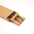 Eco-friendly set of four colored bent glass straws with cleaning brush in kraft box - Mixed Set 1 (Gold Lake-Green Pink Amber)