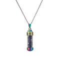 Rainbow stainless steel perfume bottle necklace with blue gemstone chips in a transparent tube - Lapis Lazuli Gravel