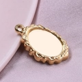 Macro shot of 18k gold plated oval bezel pendant for DIY jewelry making with filigree detail - Gold (S1577-G) / Gold