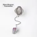 304 stainless steel tea infuser with raw plum blossom tourmaline stone crystal charm - Plum Blossom Tourmaline (Silver)