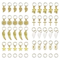 Set de 50 bijoux de cheveux dreadlocks avec pendentifs en métal étoile et coquillage - Lot de 50 Or