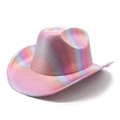Cowboyhut mit Regenbogen-Farbverlauf und metallischem Glanz für Partys und Events - Pfirsichrosa