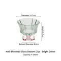 Green wave texture glass cup with pink flower base and 240ml capacity variant - Bright Green