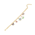 Golden butterfly and flower charm necklace with colorful tulip and heart pendants - 2# Bracelet