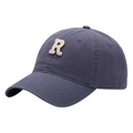 Dark grey cotton baseball cap with cream boucle R letter patch and curved brim - Adult Adjustable / Slate Blue