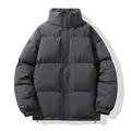 Unisex dark grey padded winter jacket with a stand collar and quilted puffer design - S / Dark Gray