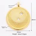 Golden round sunburst coin pendant with sparkling star micro-inlay for DIY jewelry - Star Moon Texture Disc (K66 Star Moon)
