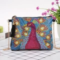 Detail of DIY diamond painting handbag with peacock pattern and golden chain strap - Peacock Spreading Tail (Black) (AA078)