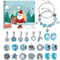 Calendario de Adviento pulsera DIY azul con dijes plateados y caja de regalo festiva - Azul Claro SDT071