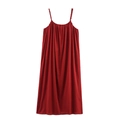 Rotes Sommer-Trägerkleid mit plissiertem Ausschnitt und leichter Silhouette - S / Rot