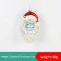 Christmas Santa ornament with blue face mask in painted glass, 12cm hanging decoration - Santa Claus with Mask