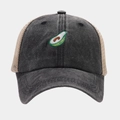 Casquette vintage gris foncé avec broderie avocat et filet en maille respirant - Motif Avocat