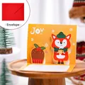 3D Christmas card with cute fox and cupcake, yellow pop-up design with red envelope - Cake Fox (With Red Envelope)