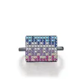 Ring aus S925 Sterlingsilber im Pixel-Stil mit bunten Steinen im Farbverlauf - US Größe 5 / Quadratischer Pixel-Stil (RHR2009)