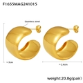 Massive goldene C-Ohrringe aus Edelstahl, glänzend poliert, Größe 3cm x 2,4cm Modell - Gold