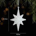 Sparkling white star Christmas ornament with silver sequins, size 12.5cm by 8.5cm - Starburst Style 1