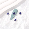 Star-shaped nail art charm with golden base and dark blue rhinestones for manicure - Gold Royal Blue Zirconia