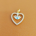 Gold heart pendant with zircon border and blue enamel evil eye charm for necklaces - 13-Gold Heart Baguette Zircon Evil Eye