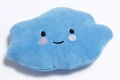 Detail view of sky blue plush cloud toy with soft texture and delicate embroidered face - Blue Cloud