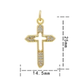 Golden micro-pave cross pendant with clear stones measuring 25mm in height - Gold White Zirconia-Cross 0786