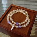 Bracelet élégant en perles de fluorine avec breloques en zircon sur un coffret en bois - 3# Fleur d'Argent Goutte d'Eau