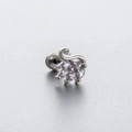 Silver swan stud earring with purple zircon stones and steel screw back - Purple Zirconia Swan Style (A76-5# Single)