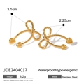 Pendientes de corazón y lazo en acero dorado, impermeables e hipoalergénicos para uso diario - Pendientes / Dorado