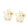 Minimalistische goldene Ohrstecker mit ausgestanztem Blumenmuster im hohlen Design - Stahlfarbe Hohle Fünfblättrige Blume (KLJ567-Z)