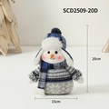 Pupazzo di neve in peluche con cappello a scacchi blu e maglione natalizio con fiocchi - Mini pupazzo di neve (stile cappello Lei Feng)
