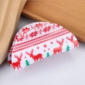 Christmas hair claw clip with reindeer and snowflake patterns on white acetate base - White Semicircle-Red Green Pixel Christmas Deer (C13-1-11)