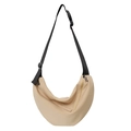 Sac bandoulière demi-lune beige avec sangle réglable et poche avant zippée - Kaki