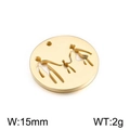 Golden round stainless steel family pendant showing parent and child silhouettes 15mm - Gold Style 11 (KLJ2372-Z)