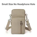 Small beige nylon crossbody phone bag with heart zipper pull and adjustable strap - Small (No Headphone Jack) / Khaki