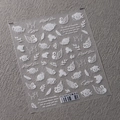 Elegant white relief nail art sticker featuring swans and roses, variant TS-3641 - TS-3641 Pure White Relief Swan Flower(TS-3641)