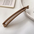 Matte brown banana hair clip with non-slip teeth for secure ponytail styling - Light Coffee