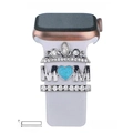 Silver diamond-set watch strap ornaments with crown and MOM heart charms for 21mm bands - MOM Letter Style (5572578809371) / Black Sponge Packaging / No.27 Silver