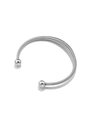 Minimalist silver spring stainless steel bangle with polished ball ends and spiral texture - Style 2 (Thin Tubogas Steel) / Steel